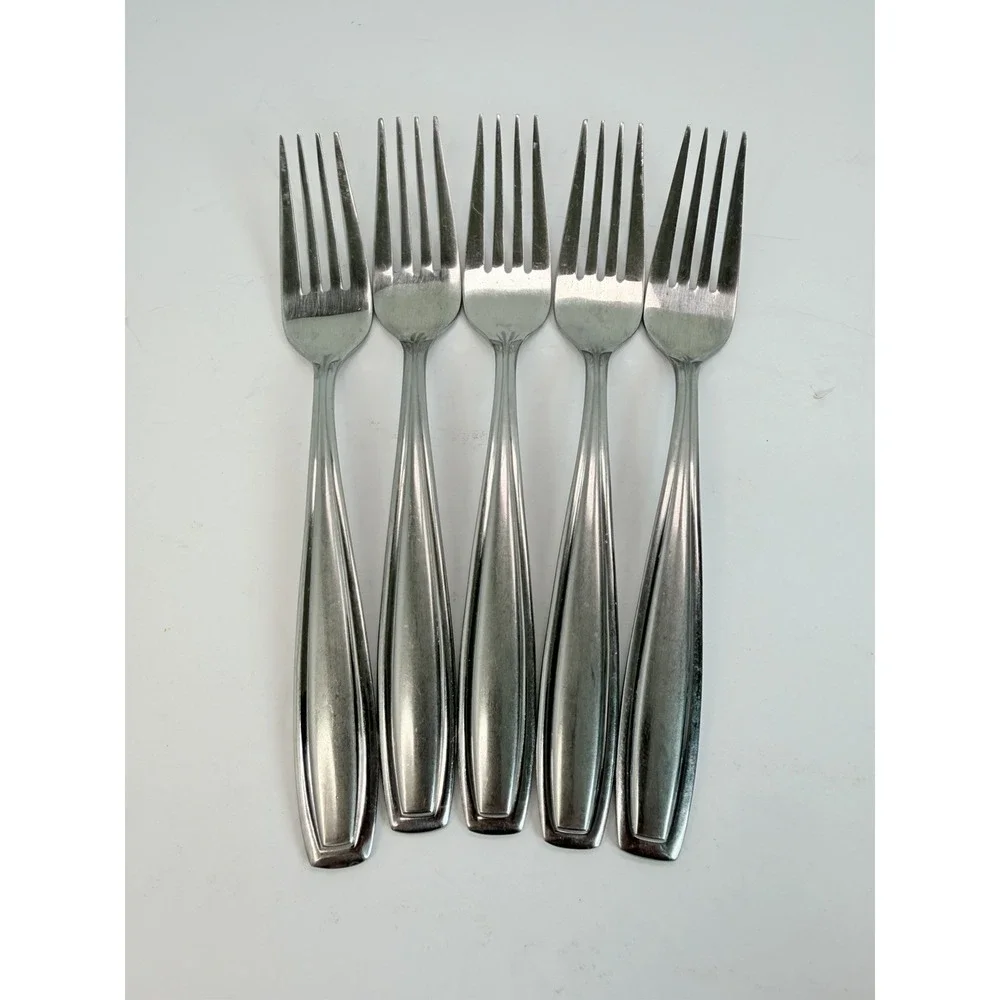 Oneida Satin Bristol Everdale Stainless Dinner Forks Lot Of 5